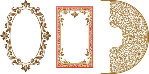 Ornate Decorative Frame Set with Vintage Design Elements for Invitations, Cards, and Wedding Themes © Sanjida