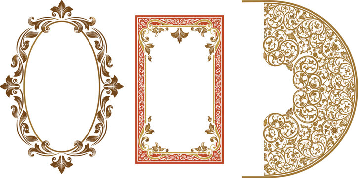 Ornate Decorative Frame Set with Vintage Design Elements for Invitations, Cards, and Wedding Themes