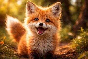 Obraz premium Illustration of a charming fluffy fox with a playful expression
