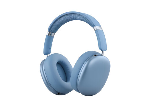 Sky Blue Wireless Over-Ear Headphones on white background , Isolated on Transparent Background, PNG, Generative AI 