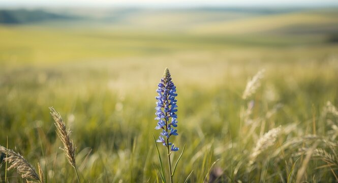 Wild lobed blue toadflax flourishing in open prairie terrain