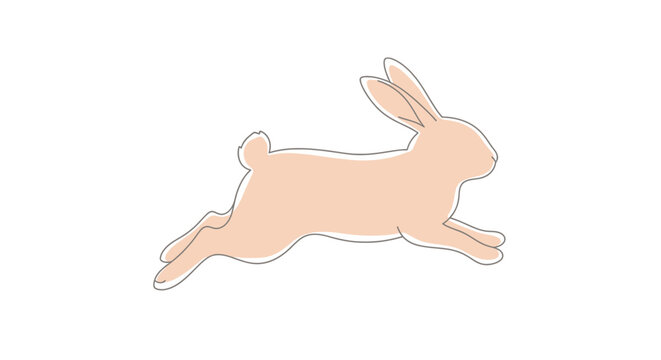 Pink rabbit running fast outside.