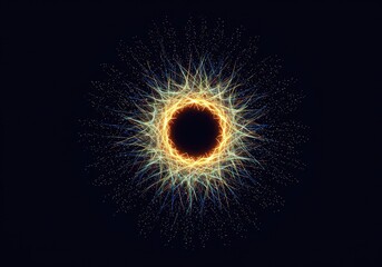 Fototapeta premium A dynamic digital visualization of energy flowing outward from a central point, illustrating sympathetic vibration and harmonic frequency matching ,energy ,acoustic ,cycle