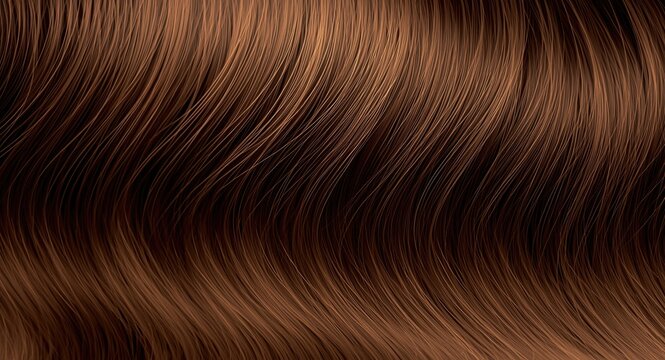 Warm tone contouring highlights on smooth textured brunette hair with natural waves