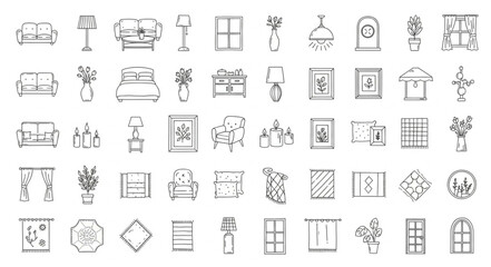 Obraz premium Collection of Hand-Drawn Architectural Elements and Objects.