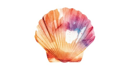 Fototapeta premium Watercolor artwork of a sea shell featuring fluid paint transitions
