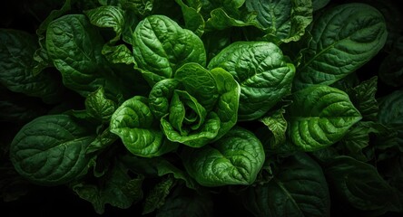 Fototapeta premium Spinach plant fresh foliage with rich green coloration
