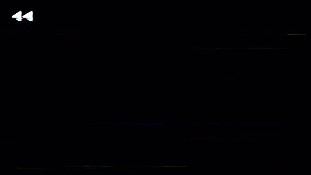 rewind glitch icon isolated on black background. old VHS tape rewind with glitch distortion effect