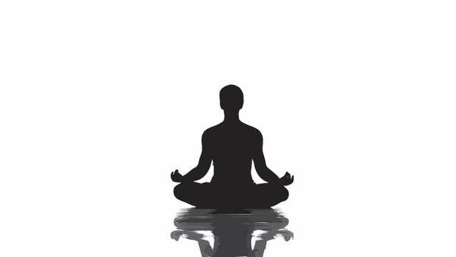 silhueta de pessoa meditando em posicao de lotus isolado fundo branco conceito equilibrio paz interior mindfulness
