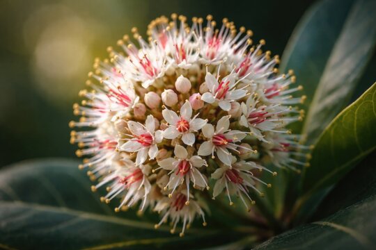 Detailed close up of a blooming buttonwood flower