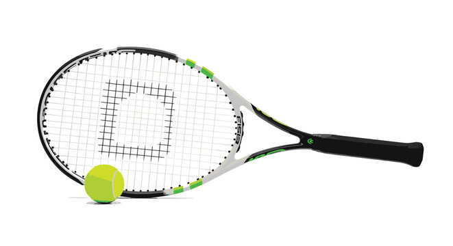 Tennis Racket and Ball Illustration for Sports, Fitness, and Outdoor Activity Graphics