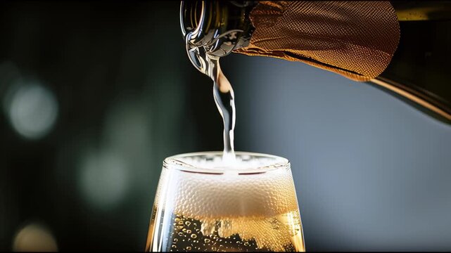 グラスに注がれるシャンパンの動画