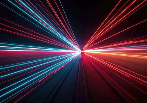 Dynamic abstract background featuring energetic light trails, creating a visual persistence and intense afterimage effect for high-tech concepts ,motion ,overlay ,ghosting
