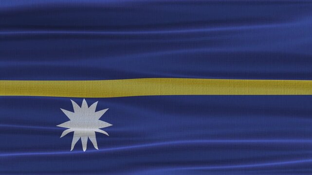 Nauru flag waving in the wind with high quality fabric texture