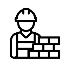 Obraz premium Professional worker icon representing construction industry and masonry labor in flat style