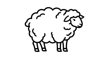 Obraz premium Simple Sheep Illustration Line Art.