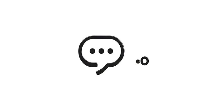 Minimalist Black Outline Chat Bubble Animation on White Background