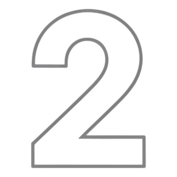 Number 2 Vector Icon with Bold Outline