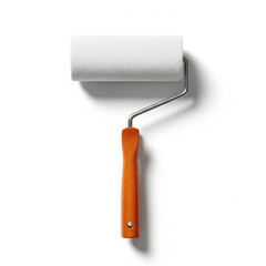 Obraz premium Paint Roller with White Foam Roller and Brown Handle on White