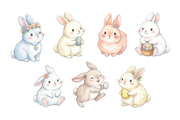 Obraz premium watercolor cute little easter rabbit