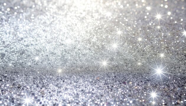 Fundo abstrato de glitter prateado brilhante com luzes cintilantes e efeito bokeh para celebra&ccedil;&otilde;es de festas e eventos luxuosos.