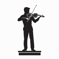 Fototapeta premium Minimalist Silhouette Of Violin Player On Elevated Stage Vector