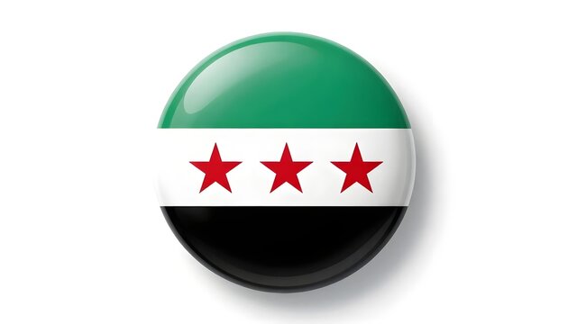 Glossy badge with the flag of Syria, symbolizing national pride and identity