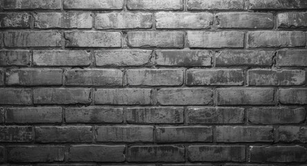 Fototapeta premium Textured brick wall in grayscale made from cement blocks with copy space