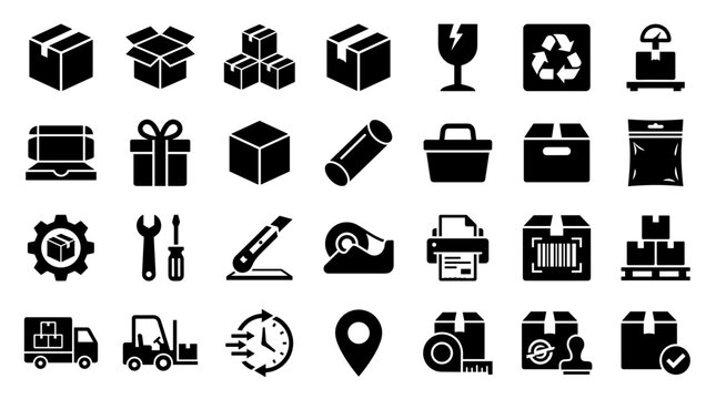 Logistics and Delivery Icons Set for Shipping and E-commerce Services