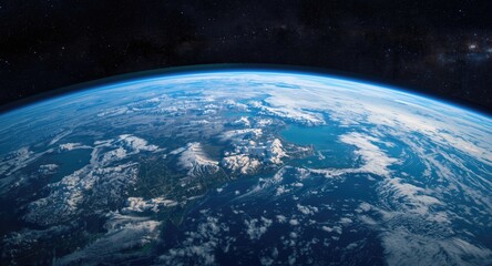 Fototapeta premium 3D Cartoon Earth Depicting Continents and Atmosphere