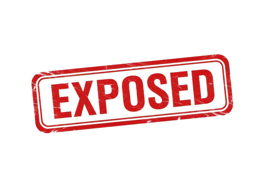 Red stamp with exposed label indicating content visibility