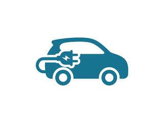 Fototapeta premium Minimalist vector icon depicting an electric vehicle charging, symbolizing sustainable transportation, green energy, and future technology.
