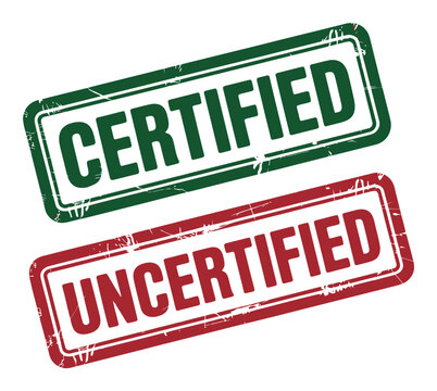 Certified and Uncertified Stamps Green and Red Rectangular Seals