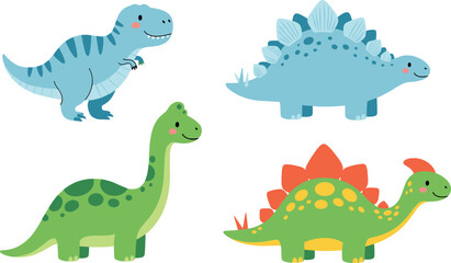 Cute Cartoon Dinosaur Collection with T-Rex, Stegosaurus, and Brontosaurus Characters © Sohel