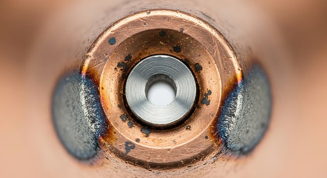 Abstract Metal Core Detail with Copper Outer Shell and Imperfections
