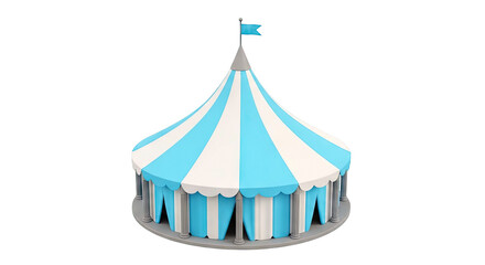 Fototapeta premium Blue and White Striped Circus Tent with Flag