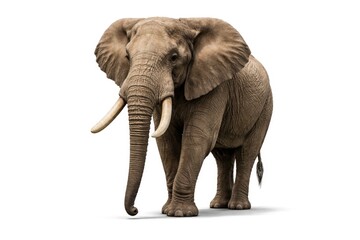 Fototapeta premium Elephant standing alone on white background with clear details
