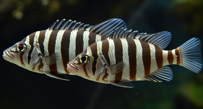 Zebra danio pair exhibiting characteristic stripe design