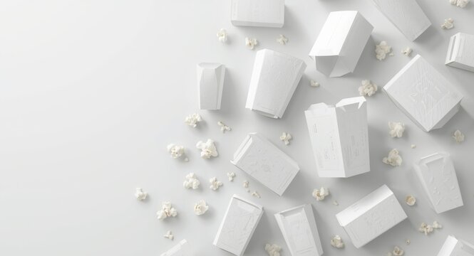 Large popcorn box packaging template collection over white background