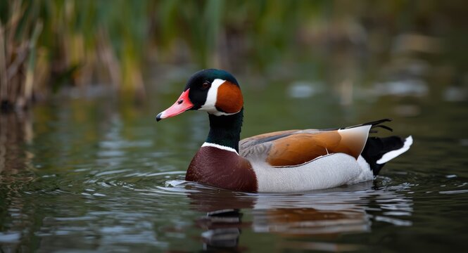 Stately female canvasback duck showcased in pristine aquatic environment
