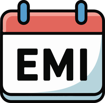 Illustration of calendar with EMI text on white background