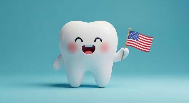 Patriotic tooth memorial a whimsical tribute to dental health and american pride