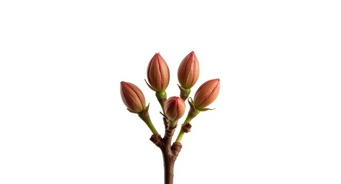 Studio shot of isolated apple flower buds against a pure white background