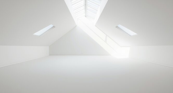 Unoccupied rooms at attic level with finalized ceiling and wall updates