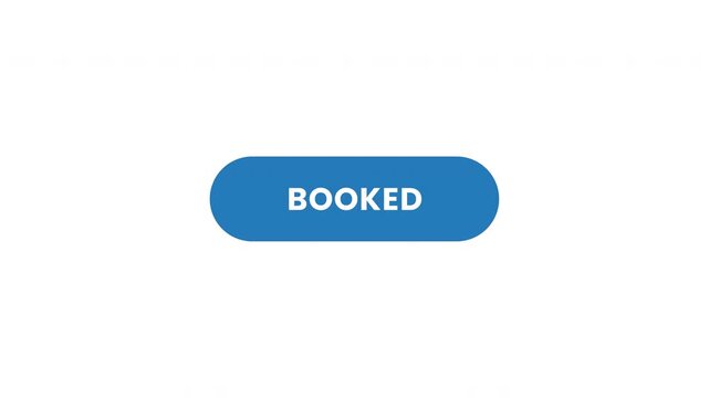 Book now button animation with mouse cursor clicking and changing to booked, red and blue minimalist web element for travel and service reservation