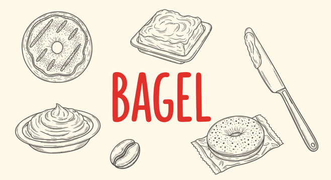 Delicious bagel with cream cheese spread.