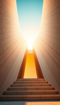 Sunlit void, architectural lines ascend towards possibilities,  aspiration,  opportunity