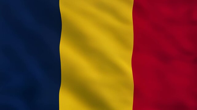 Flag of Chad waving in wind.