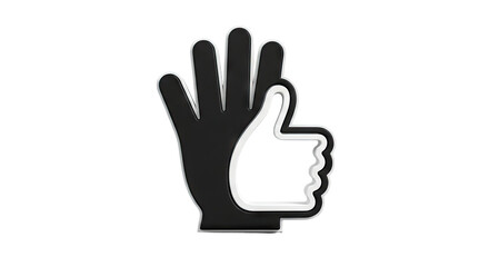 Obraz premium Black Hand Icon with White Thumbs Up Outline