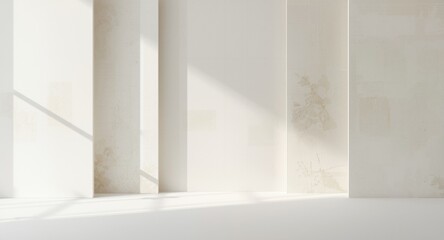 Fototapeta premium White background textured with fine Japanese paper panels illuminated by soft natural light